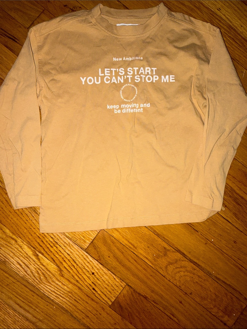 Kids Long Sleeve Graphic Shirt - Tan "Let's Start You Can't Stop Me"
